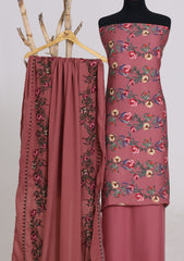 Winter - Riwaj - Printed Cotray Suit - Wool Shawl - D#09 - DT Pink