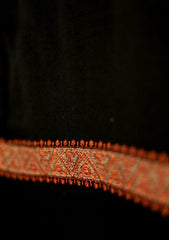 Embroidered Wool Shawl D - 77 - Black