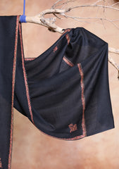 Pashmina Kashmiri Border Scarf D#18 - Black 1