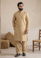 Elite Men Raw Silk Fabric  - L Golden