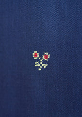 Pashmina Wool Needle Work Shawl D - 26 - N Blue