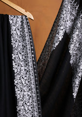 Pashmina Ari Work Border Shawl D#03 - Black