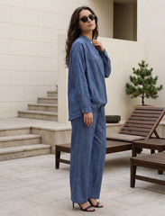 Pret - Moven - Indigo Linen Women's Shirt - Blue