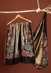 Pashmina Zari Jamawar Shawl D - 60 - Black