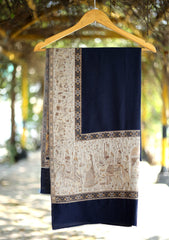 Pashmina Kaani Zari Shawl D - 20 - N Blue