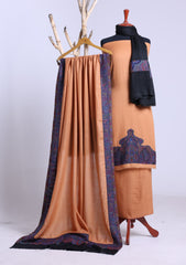 Winter - Riwaj - Pashmina Jamawar Suit - Patch Work - D#16 - L Rust