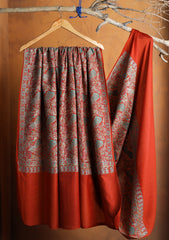 Pashmina Embroidered Jaaldar Shawl D#27 - Rust