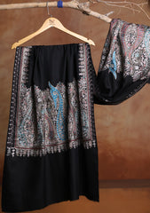 Pashmina Ari Work Jaaldar Scarf D#01 - Black