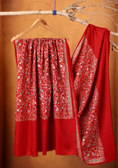 Pashmina Embroidered Jaaldar Shawl D#01 - Red