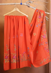 Pashmina Needle Work Jaaldar Shawl D#07 - Rust