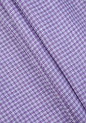 Irish Cotton Selvage Check Linen Fabric - L Purple