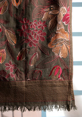 Karandi Embroidered Shawl D#12 - Mehndi