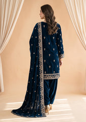 Winter - Riwaj - Fancy Embroidered Velvet Suit - D#651 - B Zink