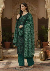 Winter - Riwaj - Printed Velvet Suit - Palachi Dupatta - D#08 - Green