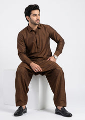 Elite Men Raw Silk Fabric  - D Brown