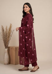 Winter - Rubaaiyat - Pashmina Embroidered 26 - D#06 - Maroon