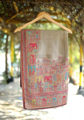 Pashmina Kaani Zari Shawl D - 09 - L Brown