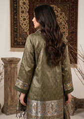 Winter - Fancy Silk Zari Jamawar - 3 Pcs Suit - D#14 - Green