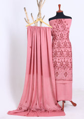 Winter - Riwaj - Pashmina Kashmiri Needle Work Suit  - D#02 - Pink