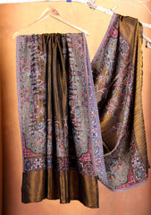 Pashmina Zari Jamawar Shawl D#01 - P Black