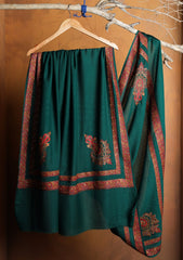 Pashmina Embroidered Border Shawl D#214 - D Green