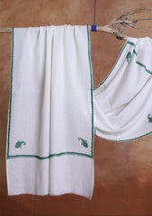 Pashmina Kashmiri Border Scarf D#20 - Off White