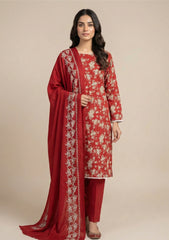 Winter - Riwaj - Printed Cotray Suit - Wool Shawl - D#07 - Maroon