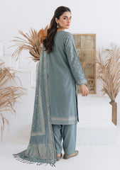 Winter - Fancy Silk Zari Jamawar - 3 Pcs Suit - D#22 - Grey