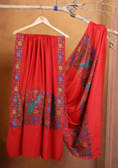 Pashmina Embroidered Border Shawl D#264 - Red