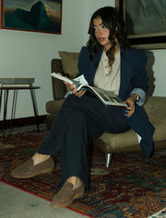 Pret - Moven - Linen Blend Lined Blue Women's Blazer Jacket