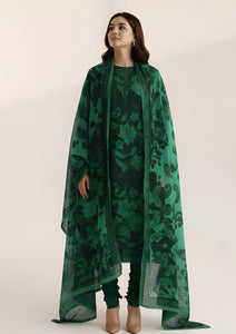 Winter - Riwaj - Printed Velvet Suit - Palachi Dupatta - D#01 - Green