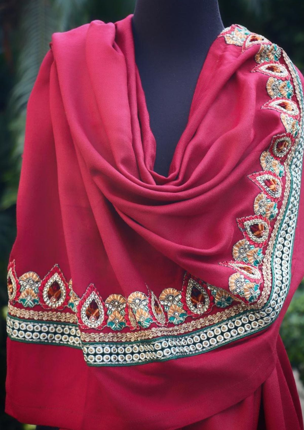 Shawl Collection - Sadias Collection - Pashmina Shawl - D#02 Maroon Pan