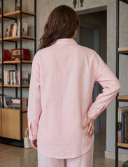 Pret - Moven - Shirt with Floral Embroidery and Stone Work Details - Pink