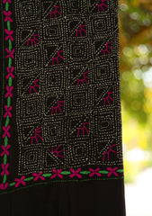 Wool Needle Work Shawl D - 54 - Black 2