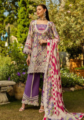 Lawn - Elaf Premium - Print Chikankari 25 - ELK-02A PERIWINKLE