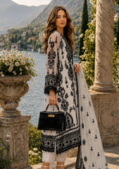 Formals - Noor By Saadia Asad - Nooriyah Luxury Embroidered Chiffon 26 - D#04 - Monochrome Muse