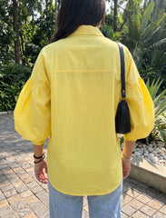 Pret - Moven - Indigo Cotton Linen Women's Shirt - Yellow