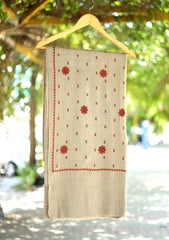 Embroidered Wool Shawl D - 71 - Brown