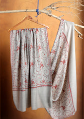 Pashmina Kashmiri Jaaldar Shawl D#120 - Grey