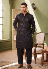 Elite Men China Boski Sequence Embroidered 6 Pound - Black