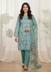 Lawn - Rubaaiyat - Chikankari 26 - Silk Dupatta - D#01 - Green