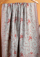 Pashmina Kashmiri Jaaldar Shawl D#120 - Grey