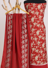 Winter - Riwaj - Printed Cotray Suit - Wool Shawl - D#07 - Maroon