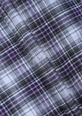 Irish Cotton Selvage Check Linen Fabric - Purple
