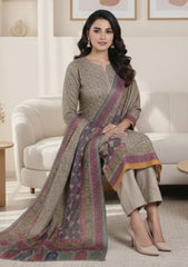 Winter - Riwaj - Printed Pashmina - 3 Pcs Suit - D#02 - Skin