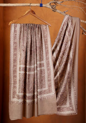 Pashmina Ari Work Jaaldar Shawl D#07 - Skin