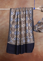 Pashmina Ari Work Jaaldar Scarf D#02 - N Blue