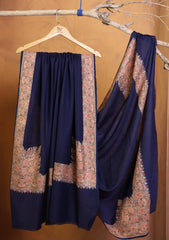 Pashmina Embroidered Border Shawl D#266 - N Blue