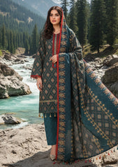 Winter - Riwaj - Printed Marina - 3 Pcs - Wool Shawl 25 - D#09