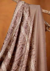 Pashmina Ari Work Jaaldar Shawl D#07 - Skin